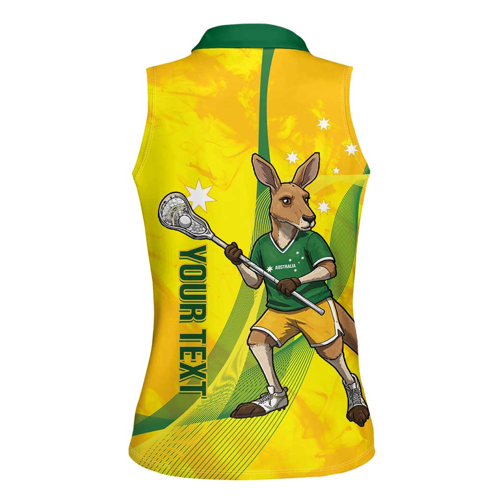 Personalised Australia Lacrosse Women Sleeveless Polo Shirt Go Aussie Kangaroo Dynamic Style