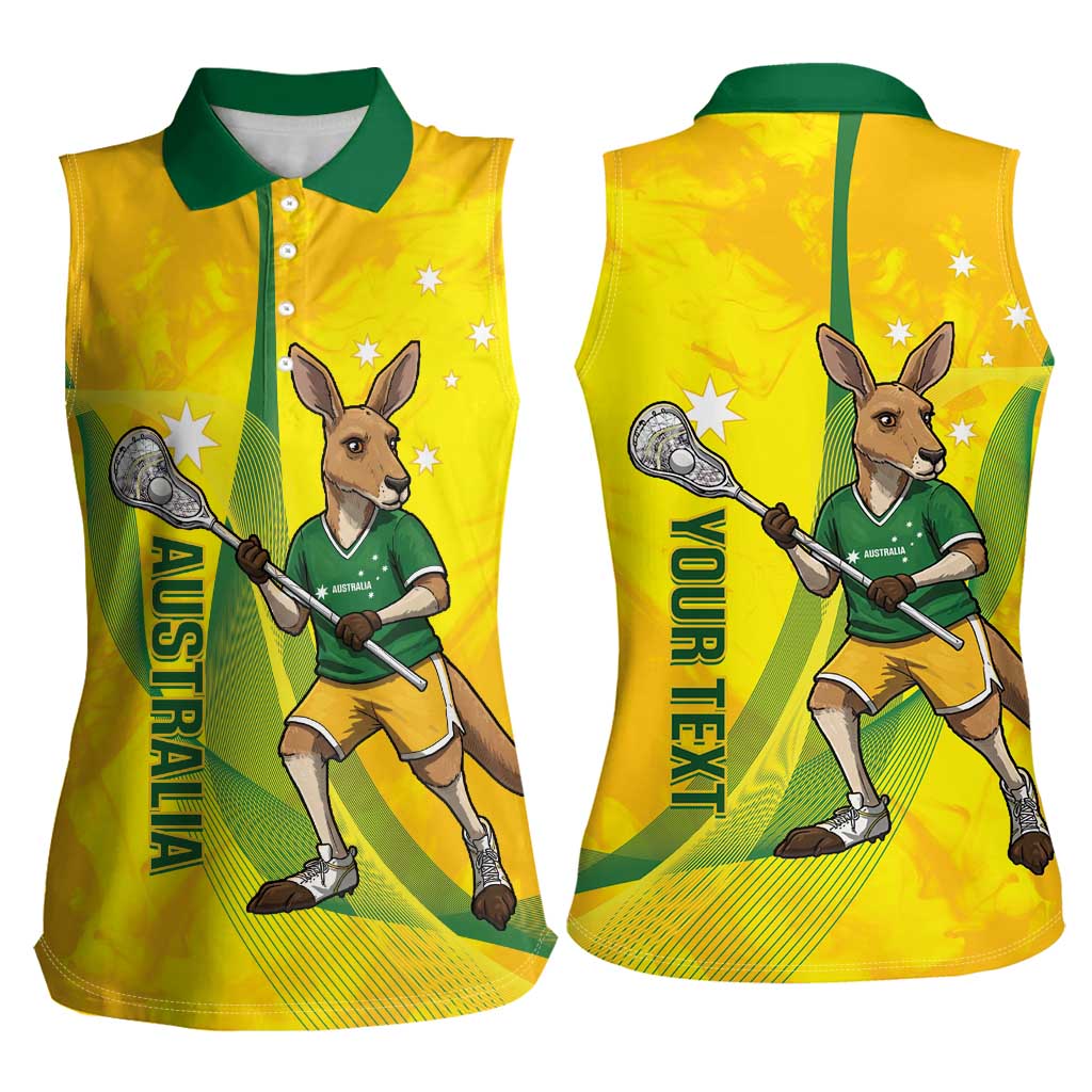 Personalised Australia Lacrosse Women Sleeveless Polo Shirt Go Aussie Kangaroo Dynamic Style