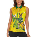 Personalised Australia Lacrosse Women Sleeveless Polo Shirt Go Aussie Kangaroo Dynamic Style