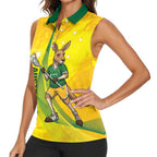 Personalised Australia Lacrosse Women Sleeveless Polo Shirt Go Aussie Kangaroo Dynamic Style