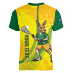 Personalised Australia Lacrosse Women V-Neck T-Shirt Go Aussie Kangaroo Dynamic Style