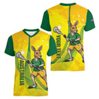 Personalised Australia Lacrosse Women V-Neck T-Shirt Go Aussie Kangaroo Dynamic Style