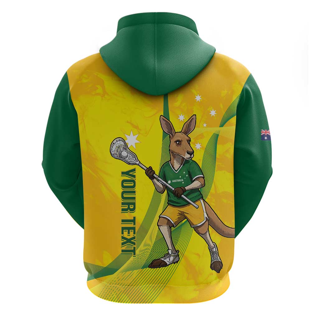 Personalised Australia Lacrosse Zip Hoodie Go Aussie Kangaroo Dynamic Style