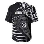 Personalised New Zealand Silver Fern Lacrosse Baseball Jersey Aotearoa Maori Pattern