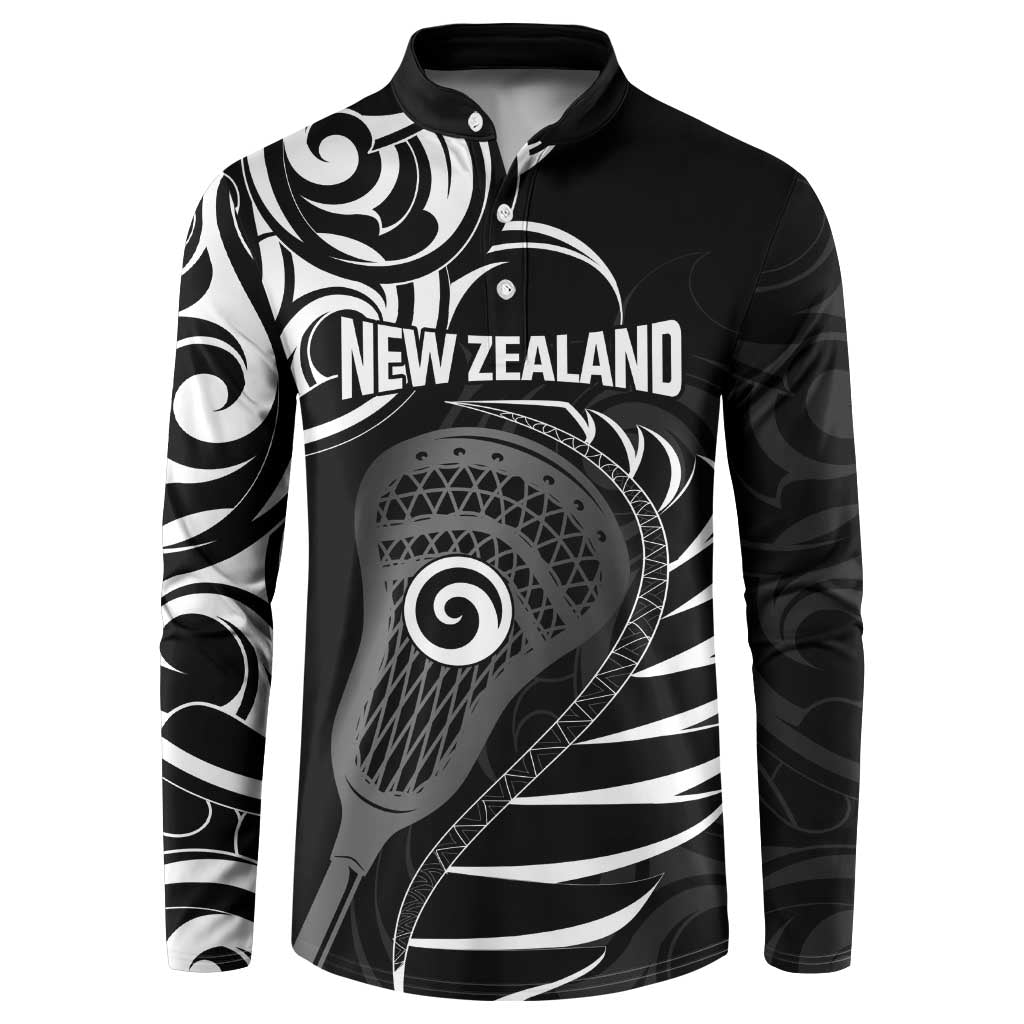 Personalised New Zealand Silver Fern Lacrosse Button Sweatshirt Aotearoa Maori Pattern