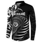 Personalised New Zealand Silver Fern Lacrosse Button Sweatshirt Aotearoa Maori Pattern