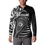 Personalised New Zealand Silver Fern Lacrosse Button Sweatshirt Aotearoa Maori Pattern
