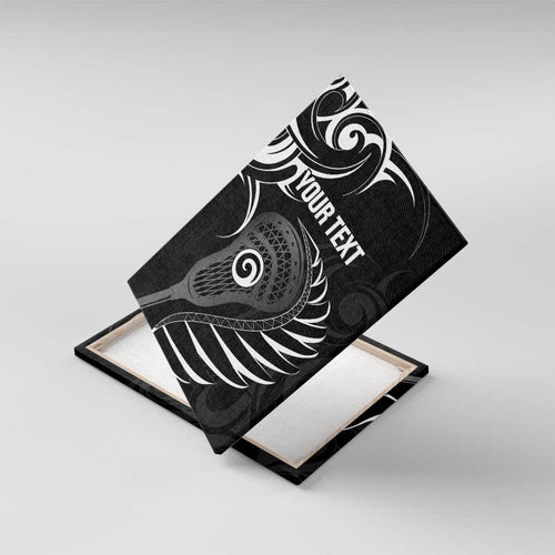 Personalised New Zealand Silver Fern Lacrosse Canvas Wall Art Aotearoa Maori Pattern