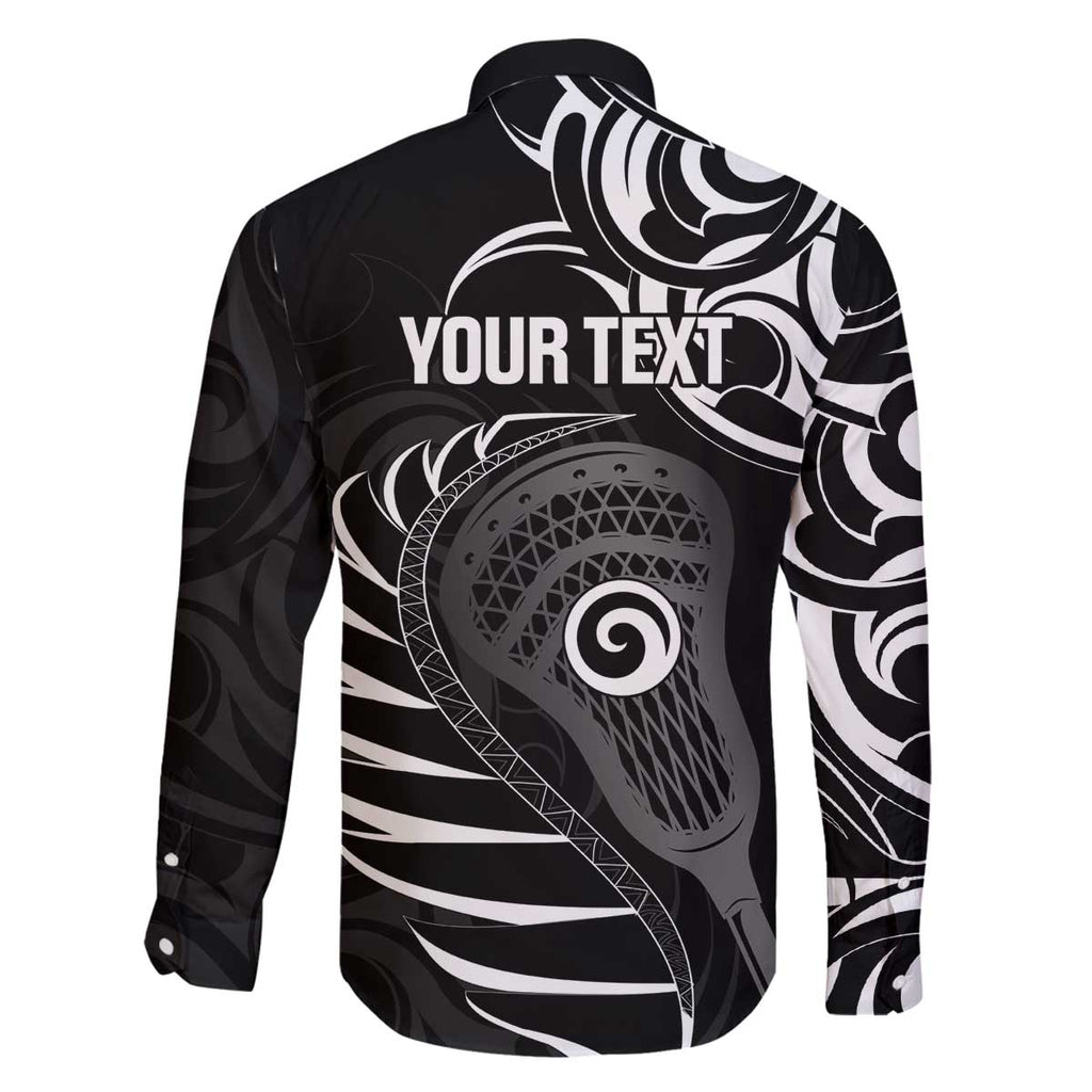 Personalised New Zealand Silver Fern Lacrosse Family Matching Off The Shoulder Long Sleeve Dress and Hawaiian Shirt Aotearoa Maori Pattern