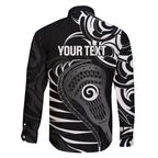 Personalised New Zealand Silver Fern Lacrosse Family Matching Off The Shoulder Long Sleeve Dress and Hawaiian Shirt Aotearoa Maori Pattern