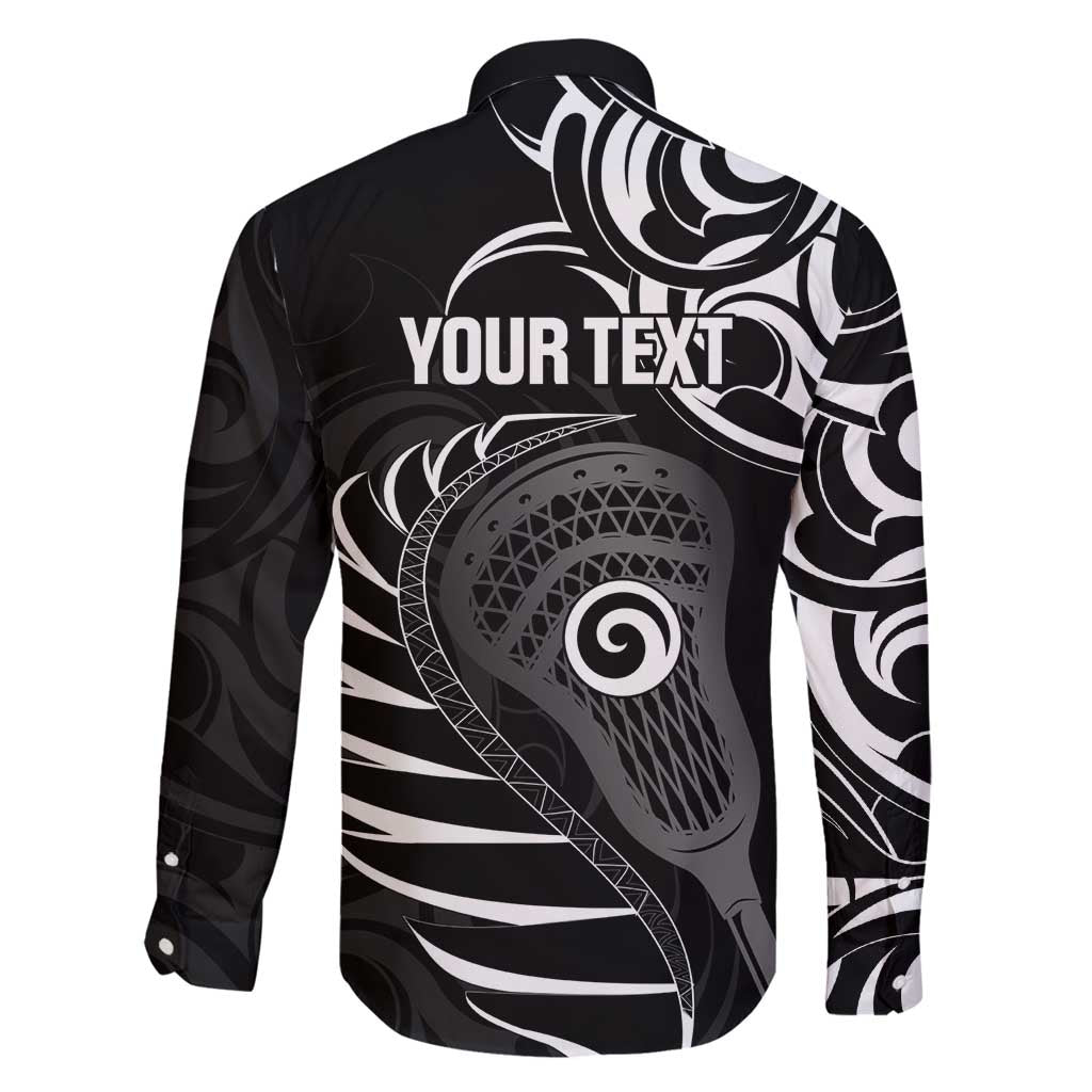 Personalised New Zealand Silver Fern Lacrosse Family Matching Off Shoulder Maxi Dress and Hawaiian Shirt Aotearoa Maori Pattern
