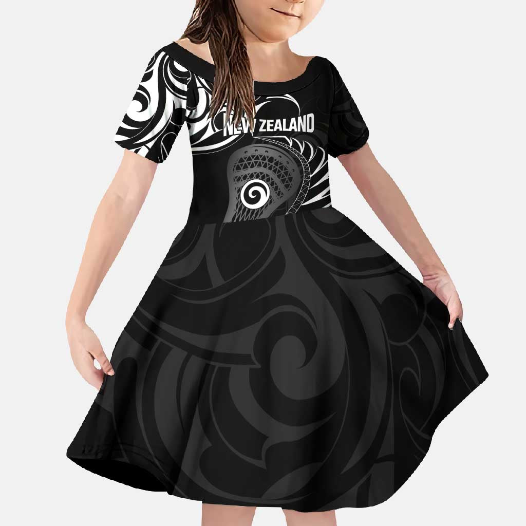 Personalised New Zealand Silver Fern Lacrosse Family Matching Summer Maxi Dress and Hawaiian Shirt Aotearoa Maori Pattern
