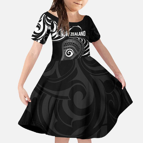 Personalised New Zealand Silver Fern Lacrosse Family Matching Summer Maxi Dress and Hawaiian Shirt Aotearoa Maori Pattern