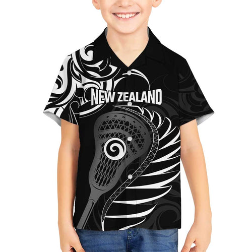 Personalised New Zealand Silver Fern Lacrosse Family Matching Summer Maxi Dress and Hawaiian Shirt Aotearoa Maori Pattern