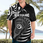 Personalised New Zealand Silver Fern Lacrosse Hawaiian Shirt Aotearoa Maori Pattern
