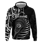 Personalised New Zealand Silver Fern Lacrosse Hoodie Aotearoa Maori Pattern
