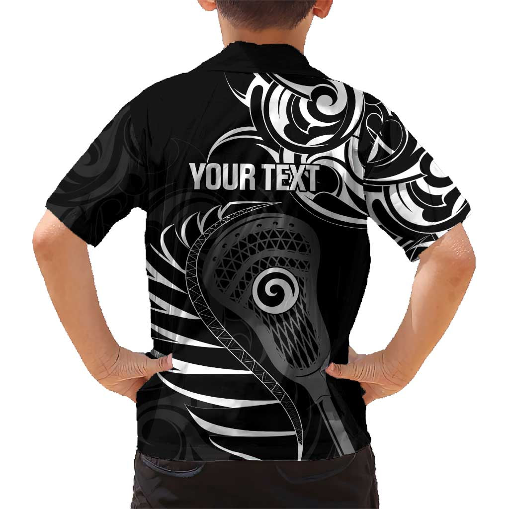 Personalised New Zealand Silver Fern Lacrosse Kid Hawaiian Shirt Aotearoa Maori Pattern