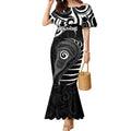 Personalised New Zealand Silver Fern Lacrosse Mermaid Dress Aotearoa Maori Pattern