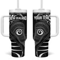 Personalised New Zealand Silver Fern Lacrosse Tumbler With Handle Aotearoa Maori Pattern