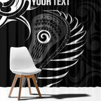 Personalised New Zealand Silver Fern Lacrosse Window Curtain Aotearoa Maori Pattern