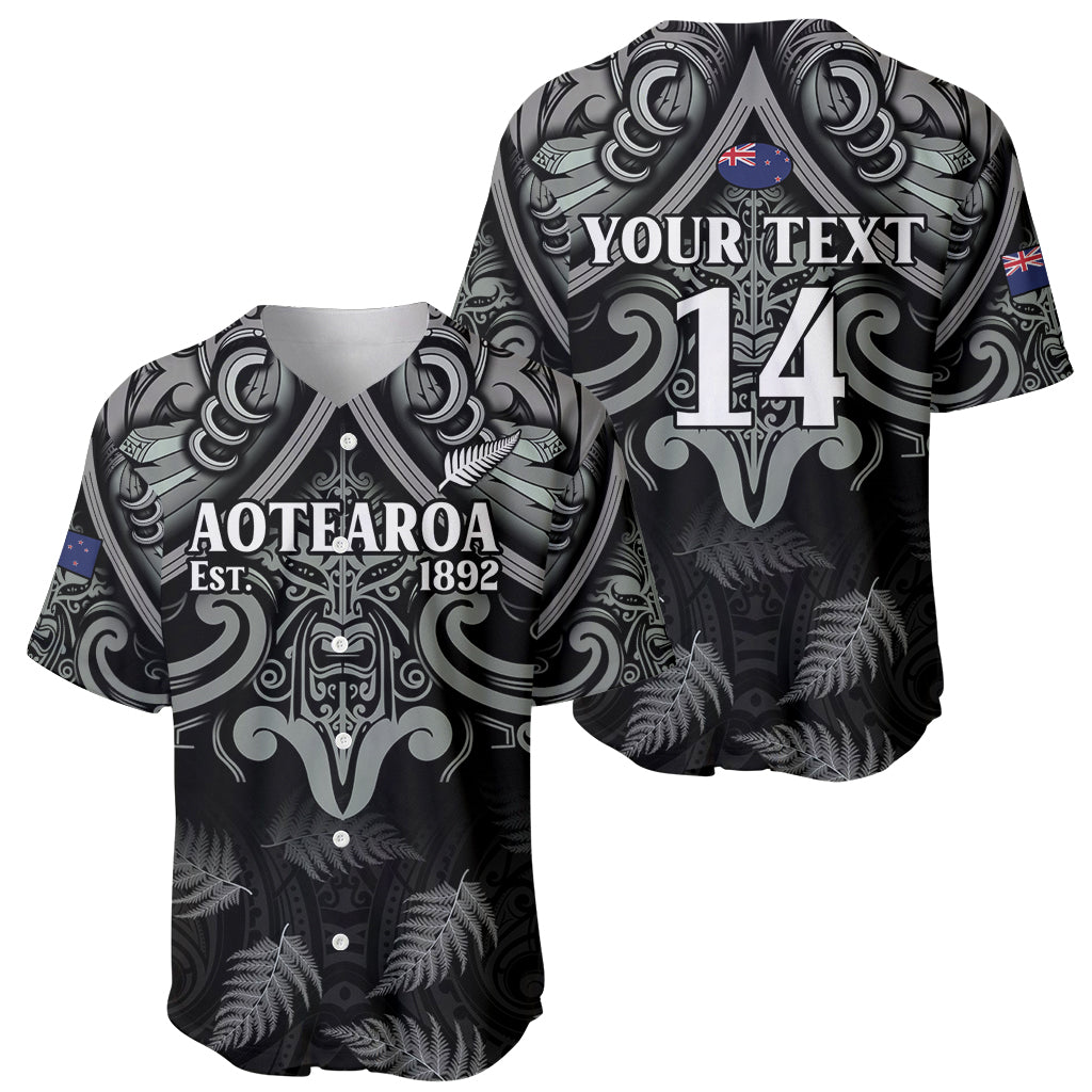 Custom New Zealand Silver Fern Rugby Baseball Jersey All Black Since 1892 Aotearoa Moko Maori