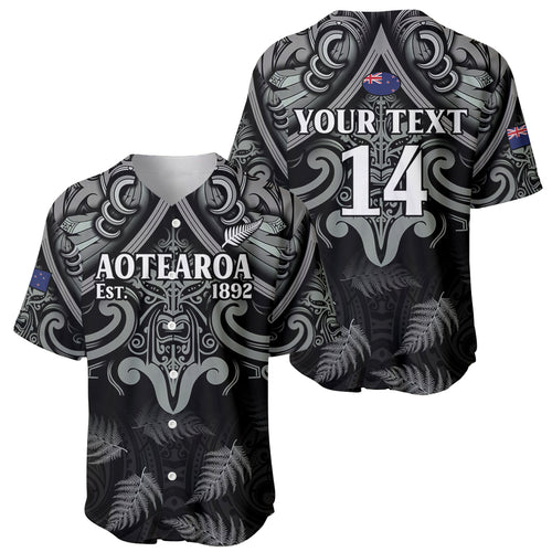 Custom New Zealand Silver Fern Rugby Baseball Jersey All Black Since 1892 Aotearoa Moko Maori