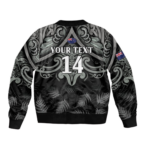 Custom New Zealand Silver Fern Rugby Bomber Jacket All Black Since 1892 Aotearoa Moko Maori