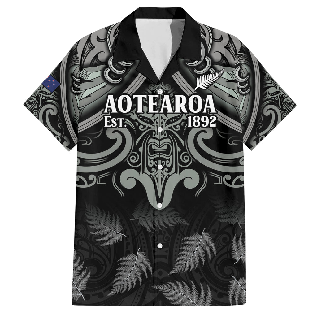 Custom New Zealand Silver Fern Rugby Hawaiian Shirt All Black Since 1892 Aotearoa Moko Maori