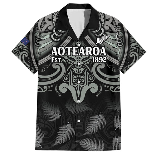 Custom New Zealand Silver Fern Rugby Hawaiian Shirt All Black Since 1892 Aotearoa Moko Maori