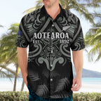 Custom New Zealand Silver Fern Rugby Hawaiian Shirt All Black Since 1892 Aotearoa Moko Maori