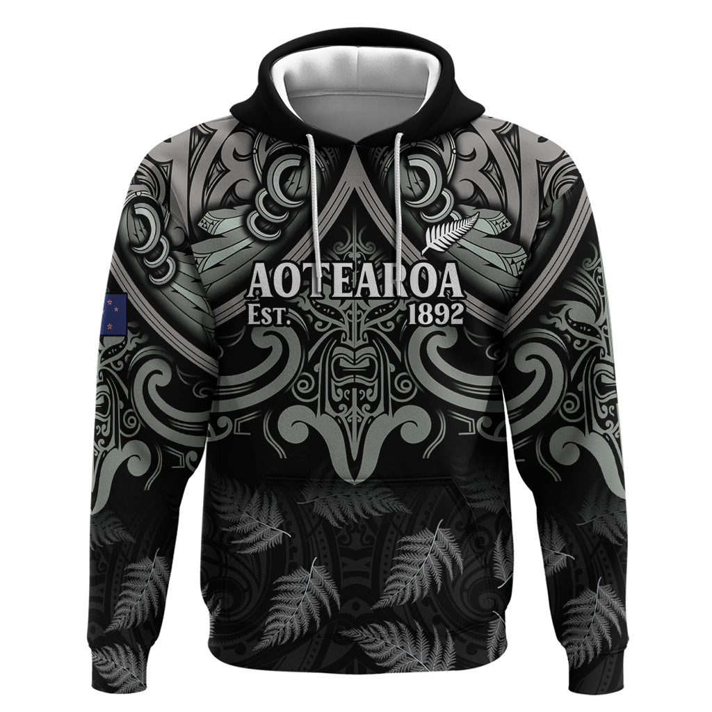 Custom New Zealand Silver Fern Rugby Hoodie All Black Since 1892 Aotearoa Moko Maori