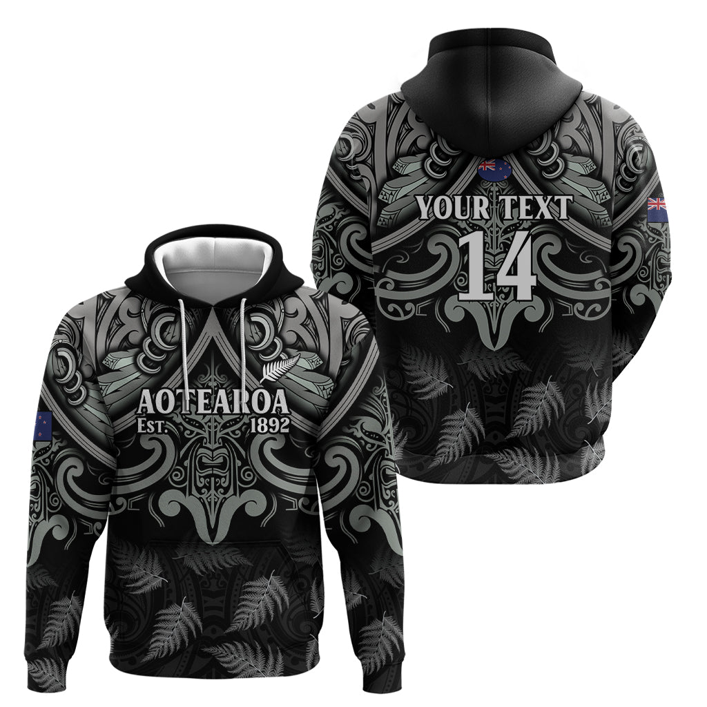 Custom New Zealand Silver Fern Rugby Hoodie All Black Since 1892 Aotearoa Moko Maori