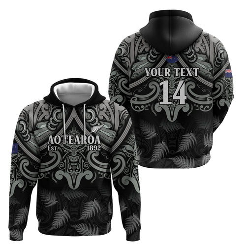 Custom New Zealand Silver Fern Rugby Hoodie All Black Since 1892 Aotearoa Moko Maori