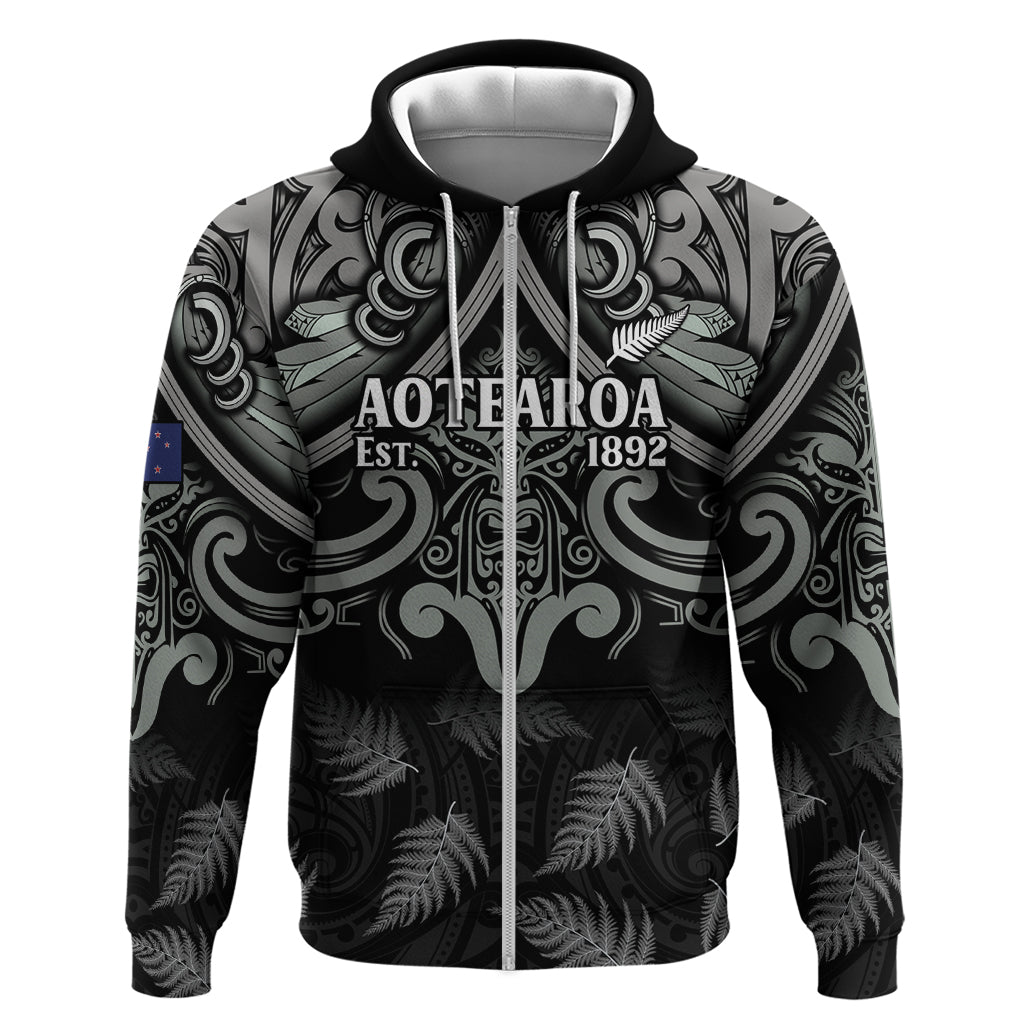 Custom New Zealand Silver Fern Rugby Hoodie All Black Since 1892 Aotearoa Moko Maori