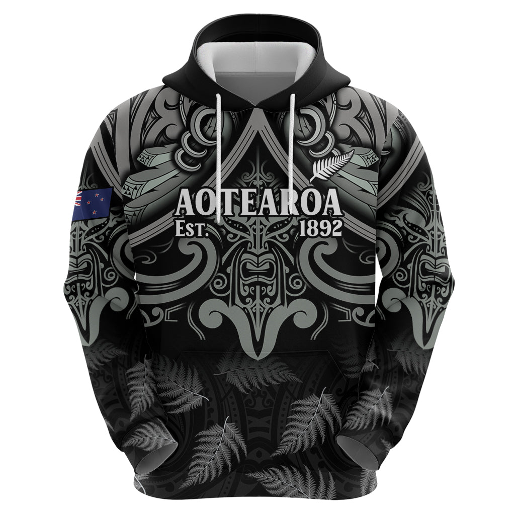 Custom New Zealand Silver Fern Rugby Hoodie All Black Since 1892 Aotearoa Moko Maori