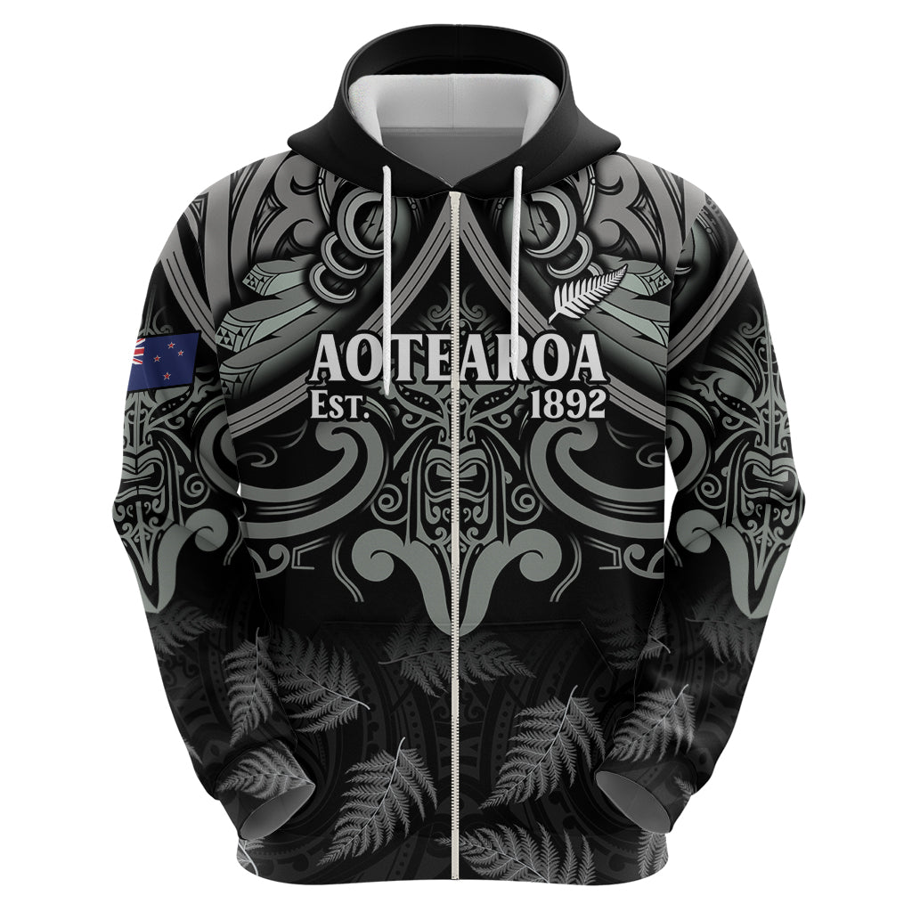 Custom New Zealand Silver Fern Rugby Hoodie All Black Since 1892 Aotearoa Moko Maori