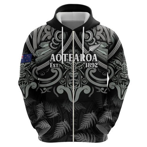 Custom New Zealand Silver Fern Rugby Hoodie All Black Since 1892 Aotearoa Moko Maori