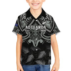 Custom New Zealand Silver Fern Rugby Kid Hawaiian Shirt All Black Since 1892 Aotearoa Moko Maori