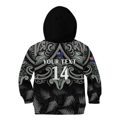 Custom New Zealand Silver Fern Rugby Kid Hoodie All Black Since 1892 Aotearoa Moko Maori