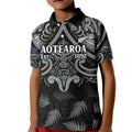 Custom New Zealand Silver Fern Rugby Kid Polo Shirt All Black Since 1892 Aotearoa Moko Maori