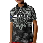 Custom New Zealand Silver Fern Rugby Kid Polo Shirt All Black Since 1892 Aotearoa Moko Maori