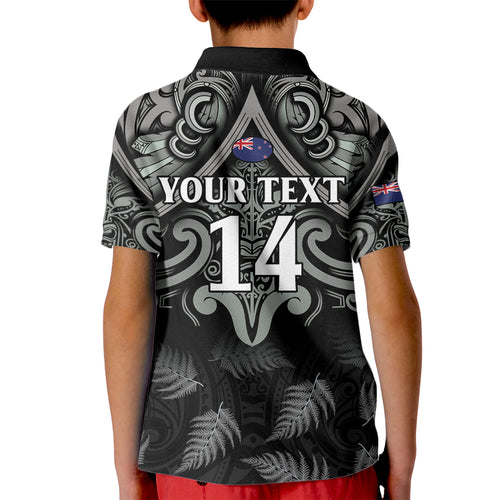 Custom New Zealand Silver Fern Rugby Kid Polo Shirt All Black Since 1892 Aotearoa Moko Maori