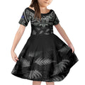 Custom New Zealand Silver Fern Rugby Kid Short Sleeve Dress All Black Since 1892 Aotearoa Moko Maori