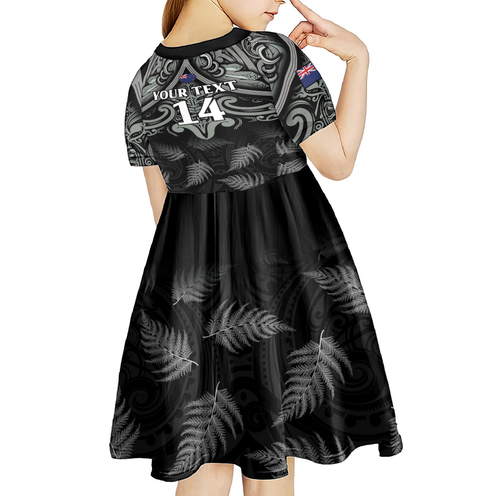Custom New Zealand Silver Fern Rugby Kid Short Sleeve Dress All Black Since 1892 Aotearoa Moko Maori