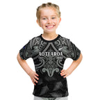 Custom New Zealand Silver Fern Rugby Kid T Shirt All Black Since 1892 Aotearoa Moko Maori