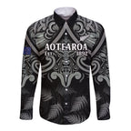 Custom New Zealand Silver Fern Rugby Long Sleeve Button Shirt All Black Since 1892 Aotearoa Moko Maori