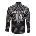 Custom New Zealand Silver Fern Rugby Long Sleeve Button Shirt All Black Since 1892 Aotearoa Moko Maori