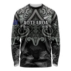Custom New Zealand Silver Fern Rugby Long Sleeve Shirt All Black Since 1892 Aotearoa Moko Maori