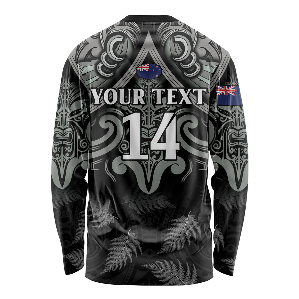 Custom New Zealand Silver Fern Rugby Long Sleeve Shirt All Black Since 1892 Aotearoa Moko Maori