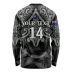 Custom New Zealand Silver Fern Rugby Long Sleeve Shirt All Black Since 1892 Aotearoa Moko Maori